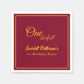 Serviette En Papier Moderne Simple Bourgogne Et Gold Chic 1er Annivers (Devant)