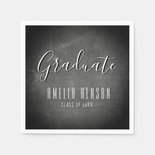 Serviette En Papier Moderne Simple Chalkboard Graduate Party (Devant)