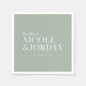 Serviette En Papier Moderne Simple Chic Sage Mariage Vert (Devant)