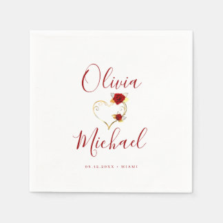 Serviette En Papier Moderne simple élégant script couples noms mariage
