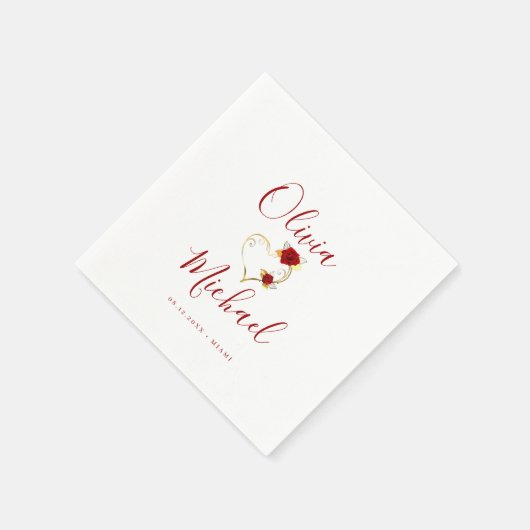 Serviette En Papier Moderne simple élégant script couples noms mariage (Coin)