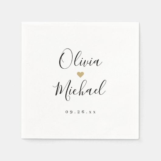 Serviette En Papier Moderne simple élégant script couples noms mariage (Devant)