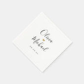 Serviette En Papier Moderne simple élégant script couples noms mariage (Coin)