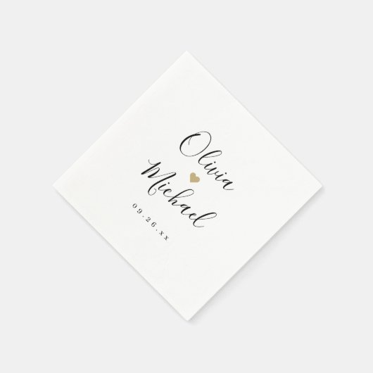 Serviette En Papier Moderne simple élégant script couples noms mariage (Coin)