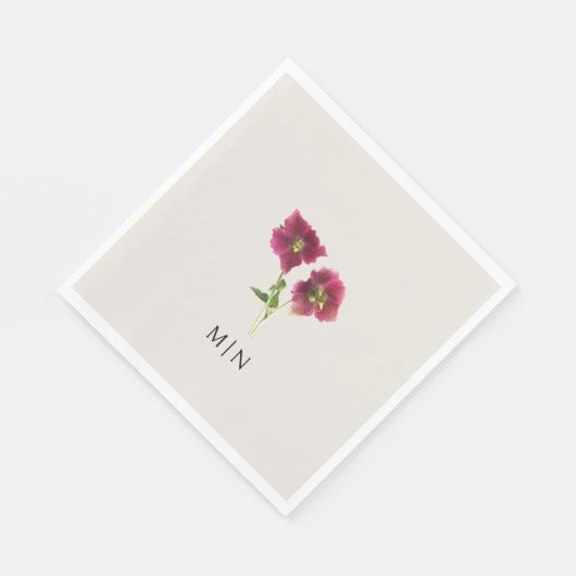 Serviette En Papier Moderne Simple Floral Mariage Magenta Violet Flowe (Coin)