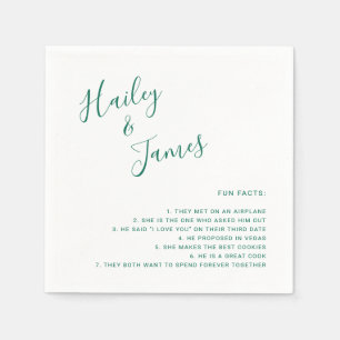 Serviette En Papier Moderne Simple Fun Facts Mariage vert Emerald