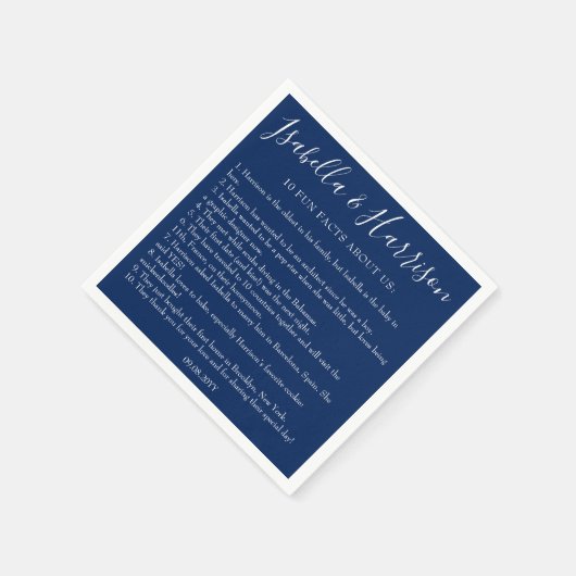 Serviette En Papier Moderne Simple Marine Blue Fun Fun Faits Mariage N (Coin)