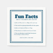 Serviette En Papier Moderne Simple Minimal Blue Fun Facts Mariage (Devant)