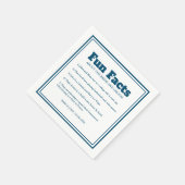Serviette En Papier Moderne Simple Minimal Blue Fun Facts Mariage (Coin)