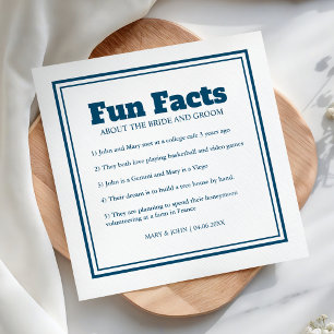 Serviette En Papier Moderne Simple Minimal Blue Fun Facts Mariage
