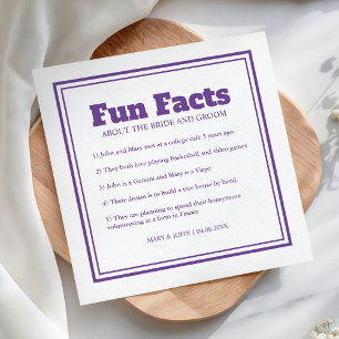 Serviette En Papier Moderne Simple Minimal Purple Fun Facts Mariage