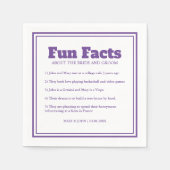 Serviette En Papier Moderne Simple Minimal Purple Fun Facts Mariage (Devant)