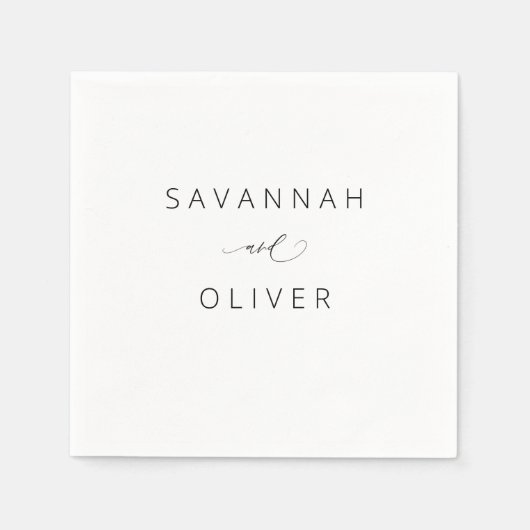 Serviette En Papier Moderne Simple Noir & Blanc (Devant)