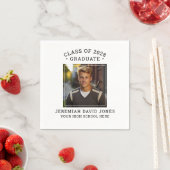 Serviette En Papier Moderne simple noir et blanc photo graduation (En situation)