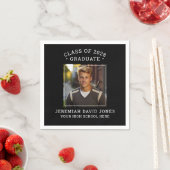 Serviette En Papier Moderne simple noir et blanc photo graduation (En situation)