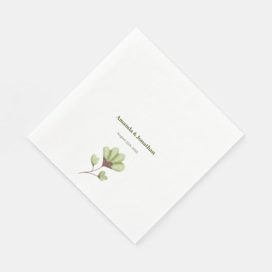 Serviette En Papier Moderne simple personnalisé Boho Mariage vert (Coin)
