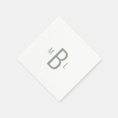 Serviette En Papier Moderne simple police Sage Monogramme Mariage Cock (Coin)