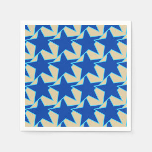 Serviette En Papier Moderne Star Géométrique - bleu cobalt et taupe