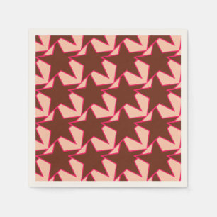 Serviette En Papier Moderne Star Géométrique - chocolat et pêche