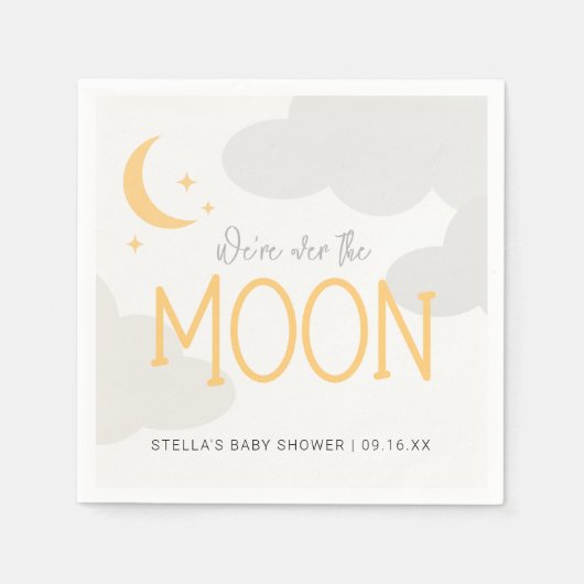 Serviette En Papier Moderne Sur Le Baby shower Lune (Devant)