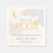 Serviette En Papier Moderne Sur Le Baby shower Lune (Devant)