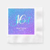 Serviette En Papier Moderne Sweet 16 Turquoise Parties scintillant vio (Devant)