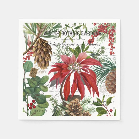 Serviette En Papier Moderne vintage jardin d'hiver fleuri (Devant)