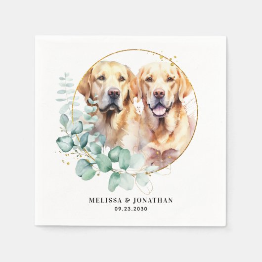 Serviette En Papier Moderne Yellow Labrador Retriever Pet Dog Mariage (Devant)