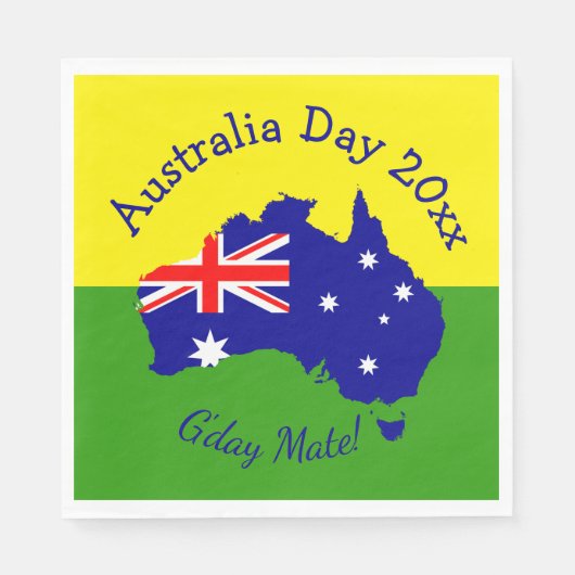 Serviette En Papier Modifier l'année de texte Fête de l'Australie (Devant)