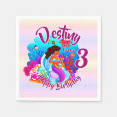 Serviette En Papier Modifier le nom d'âge Mermaid Anniversaire Fête Pe (Devant)