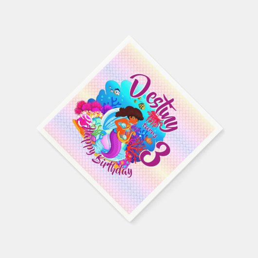 Serviette En Papier Modifier le nom d'âge Mermaid Anniversaire Fête Pe (Coin)