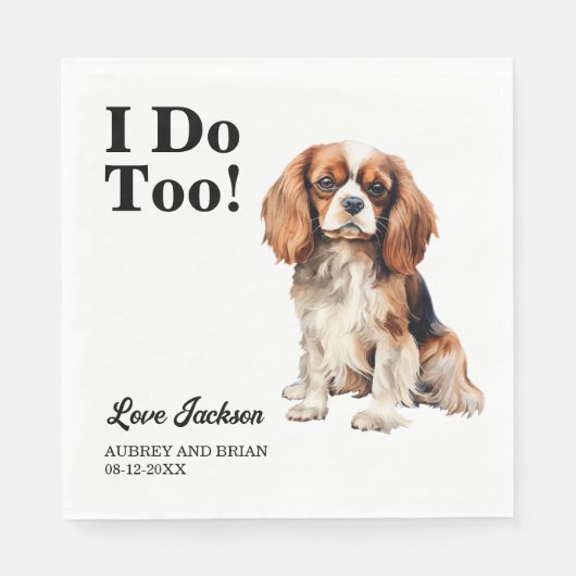 Serviette En Papier Moi Aussi ! Cavalier King Charles Spaniel Mariage (Devant)