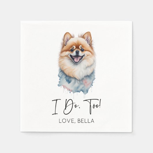 Serviette En Papier Moi Aussi ! Mariage Poméranien de chien (Devant)