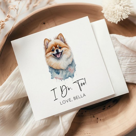 Serviette En Papier Moi Aussi ! Mariage Poméranien de chien