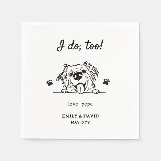 Serviette En Papier Moi aussi | Nom de l'animal Mariage chien mignon (Devant)
