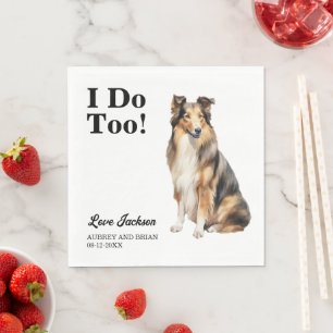 Serviette En Papier Moi aussi ! Serviettes de mariage pour chien Colli