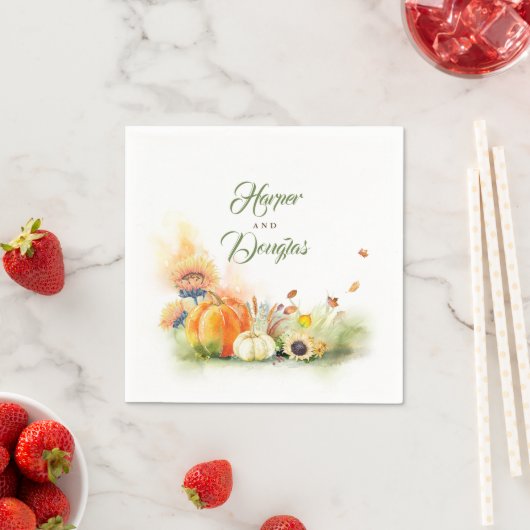 Serviette En Papier Moisson automnale rustique (En situation)