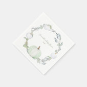 Serviette En Papier Moisson d'automne Citrouille vert et blanc (Coin)