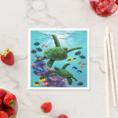 Serviette En Papier Molokini Cove Hawaiian Sea Turtles (En situation)