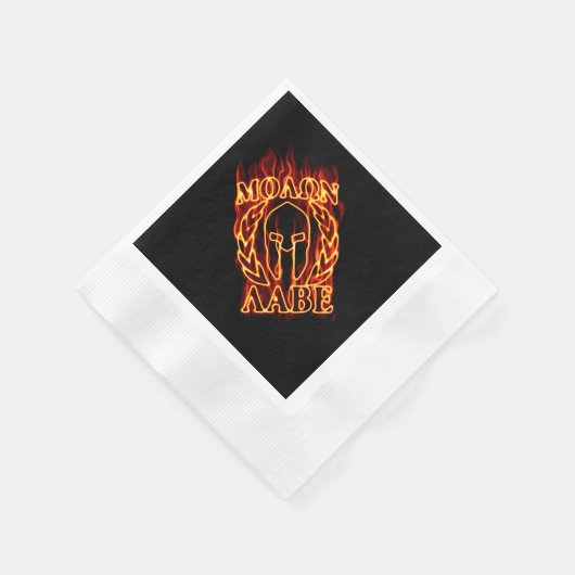 Serviette En Papier Molon Labe Laurels guerrier spartiate en feu (Coin)