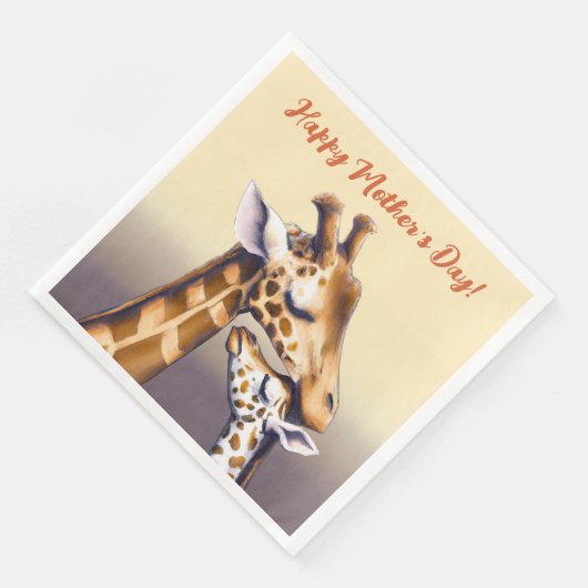 Serviette En Papier Moment de contact entre Mère Giraffe & Calf (Coin)