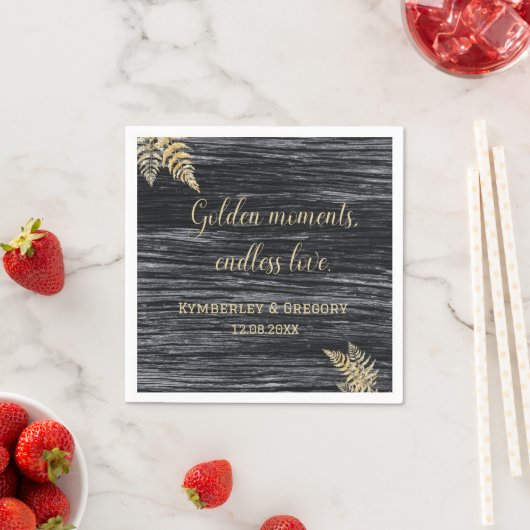 Serviette En Papier Moments d'or rustique moderne Mariage d'amour sans (En situation)
