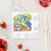 Serviette En Papier Momma Bird avec des bébés dans le nid (En situation)