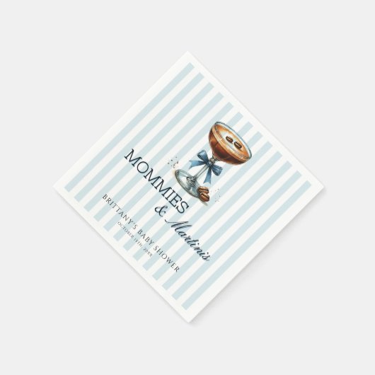 Serviette En Papier Mommies and Martinis Blue Bow Boy Baby shower (Coin)
