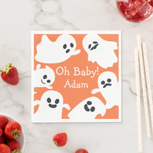 Serviette En Papier Mon bébé ! Baby shower d'automne Orange & White Ha (En situation)