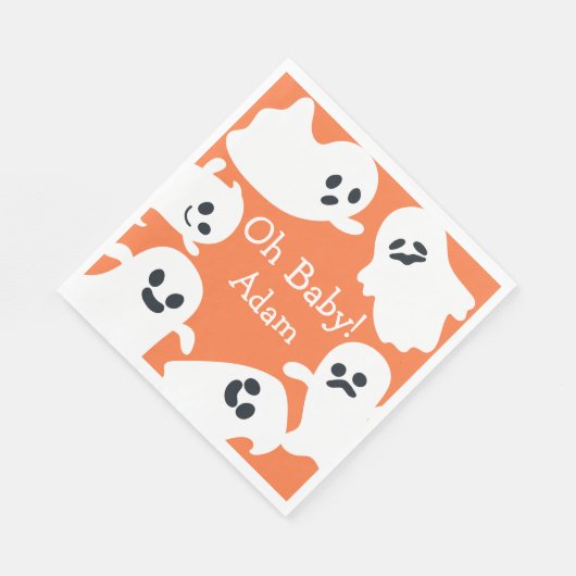 Serviette En Papier Mon bébé ! Baby shower d'automne Orange & White Ha (Coin)