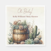 Serviette En Papier Mon bébé ! Baby shower Rustique Succulents & Cactu (Devant)