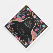 Serviette En Papier Mon bébé | Chic Baby shower floral de cigogne (Coin)