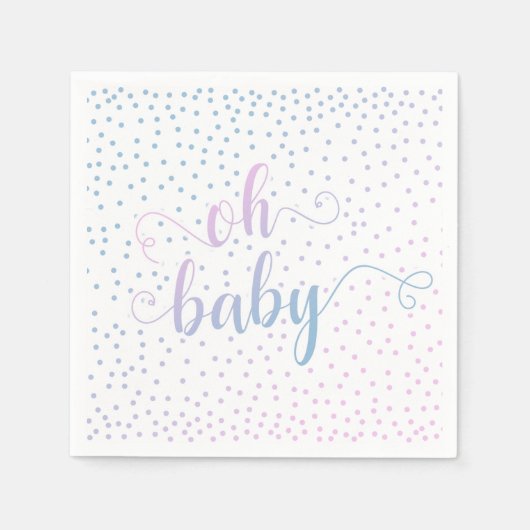 Serviette En Papier "Mon bébé !" Confetti bleu rose, neutre pour le ge (Devant)