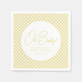Serviette En Papier Mon bébé mignon jaune en vichy baby shower neutre (Devant)